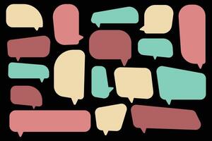 Set speech bubbles on black background. chat box or chat square and doodle message or communication icon Cloud speaking for comics and minimal message dialog vector