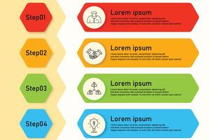 Infographic template for business information presentation. hexagon and icon elements. Modern workflow diagrams. Report plan 4 topics vector