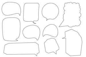 Set line speech bubbles on white background. chat box or chat square and doodle message or communication icon Cloud speaking for comics and minimal message dialog vector