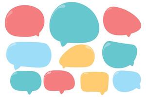 Set summer speech bubbles on white background. chat box or chat square and doodle message or communication icon Cloud speaking for comics and minimal message dialog vector