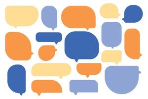 Set summer speech bubbles on white background. chat box or chat square and doodle message or communication icon Cloud speaking for comics and minimal message dialog vector