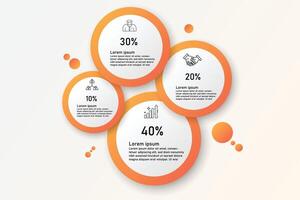 Infographic template for business information presentation. circle and icon elements. Modern workflow diagrams. Report plan 4 topics vector