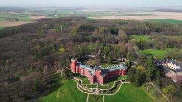Aerial orbiting view of chateau Hradek u Nechanic in Czechia video