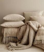 Pile of Pillows on White Floor photo