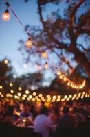 grupo de personas sentado a mesa debajo luces foto