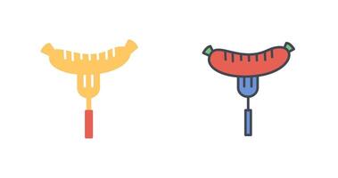 Sausage on Fork Icon Design vector