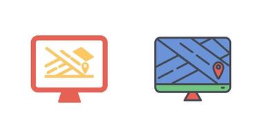 Map on Monitor Icon Design vector