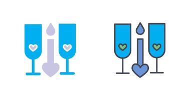 Two Glasses Romantic Icon Design vector