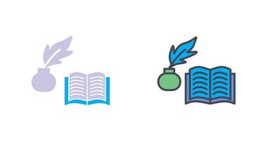 pluma y libro icono diseño vector