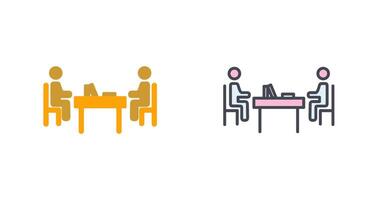 Two Students Studying Icon Design vector