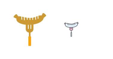 Sausage on Fork Icon Design vector