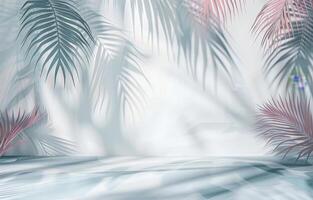 Palm Trees and White Wall in Tropical Setting photo