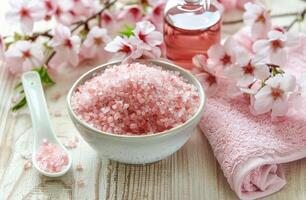 Pink Sea Salt Bowl and Towel photo