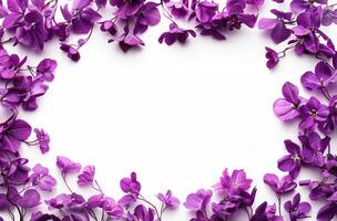 Bunch of Purple Flowers on White Background photo