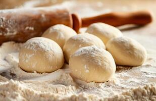 Dough Balls on Table photo