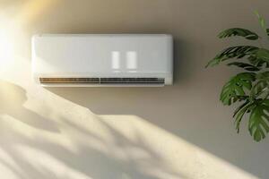 AI generated Air conditioner mounted on wall in modern apartment photo