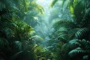 AI generated Tropical exotic leaves background. Rainforest landscape photo