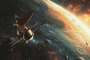 AI generated Autonomous Space Probe Near Planet in Outer Space photo