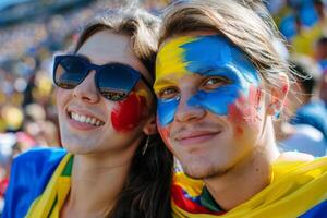 ai generado aficionados a estadio durante deportivo evento foto