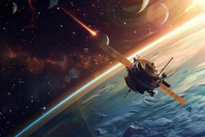AI generated Autonomous Space Probe Near Planet in Outer Space photo