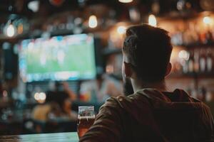 AI generated Sports Fans Watching Football Game at Bar photo