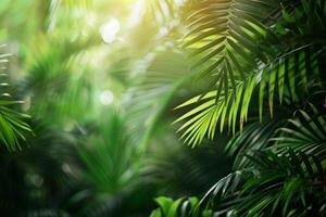 AI generated Tropical exotic leaves background. Rainforest landscape photo