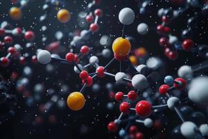 AI generated Molecular bonding model with chemical compounds on dark background photo