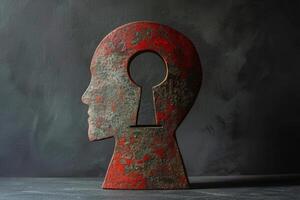 AI generated Keyhole silhouette inside human head photo