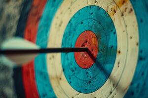 AI generated Arrow hits bullseye on target photo