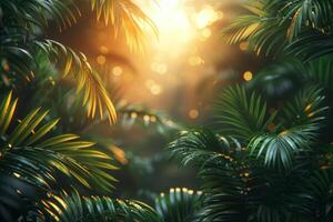 AI generated Tropical exotic leaves background. Rainforest landscape photo