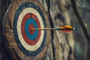 AI generated Arrow hits bullseye on target photo