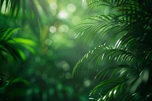 AI generated Tropical exotic leaves background. Rainforest landscape photo