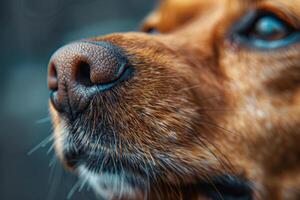 ai generado cerca arriba Disparo de perro nariz foto