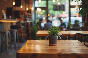 Co-Working Lounge Zone With Empty Tables and Cafe Area photo