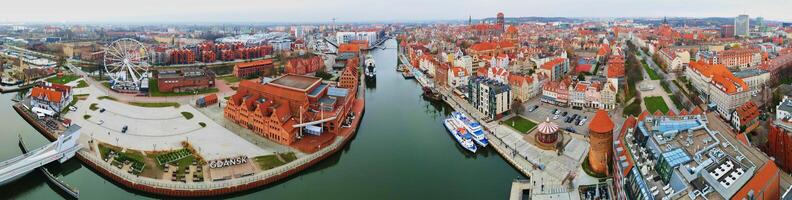 Aerial view of Gdansk city in Poland. photo