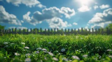 AI generated Bright Sunlight Over Grassy Field photo