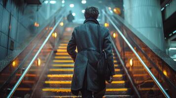 AI generated Businessman Descending Stairs photo