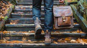 AI generated Businessman Standing on Steps photo