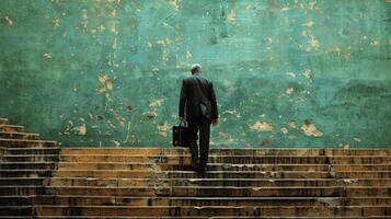 AI generated Businessman Standing on Steps photo