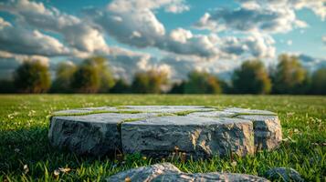 AI generated Single Stone in Field photo