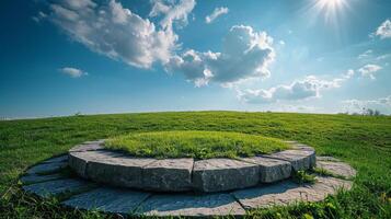 AI generated Large Rock in Field photo