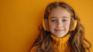 ai generado mujer escuchando a música con auriculares foto