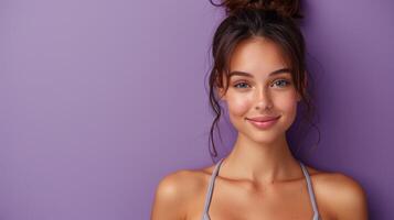 AI generated Smiling Woman in Purple Bra photo