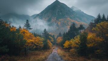 AI generated Mountain Surrounded by Trees photo