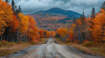 AI generated Dirt Road Cutting Through Forest photo