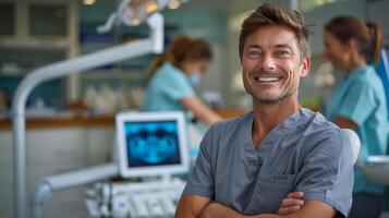 AI generated Lab Coated Man With Machine photo