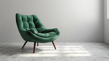 AI generated Green Chair on White Floor photo