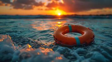 AI generated Life Preserver Floating on Water photo