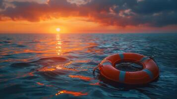 AI generated Life Preserver Floating on Water photo