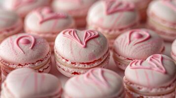 AI generated Pile of Pink and White Decorated Cookies photo